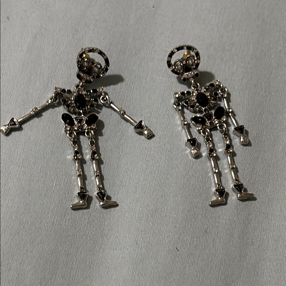 Silver and Black Skeleton Earrings